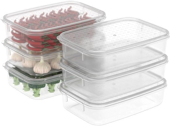 Contenitori alimentari 6 in 1 con coperchio, contenitore per salse e spezie, resistenti a microonde e lavastoviglie, trasparenti, codice F0001
