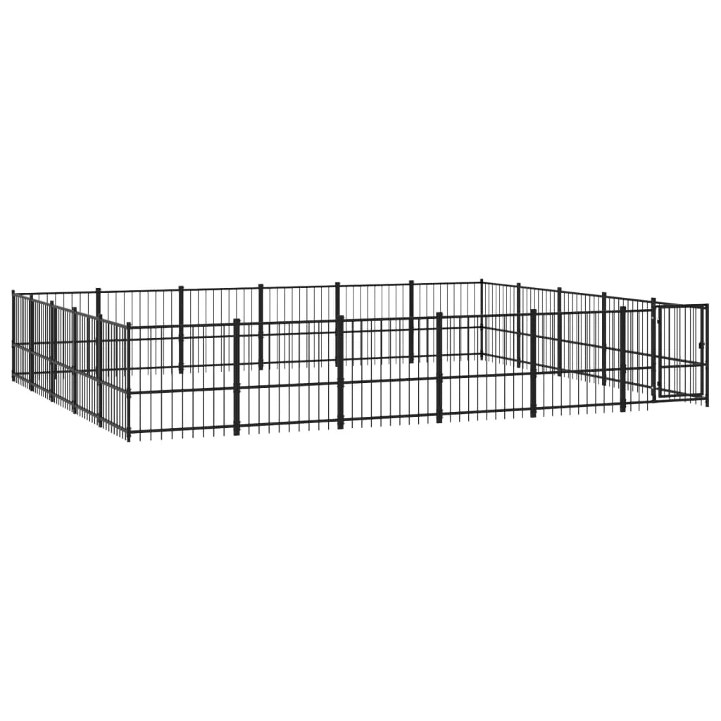 Gabbia per cuccia recinto per animali da esterno per cani in acciaio 28,23 m² nero 02_0041828