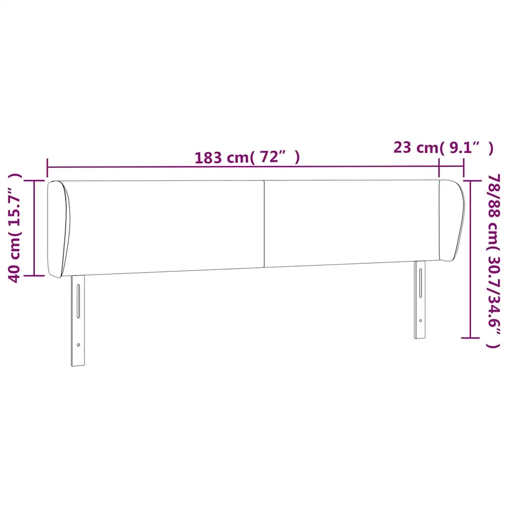Testiera ad Orecchio Blu Scuro 183x23x78/88 cm in Velluto