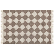 Tappeto in cotone con nappe e motivo a geometrico marrone e beige 160 x 230 cm soggiorno camera da letto