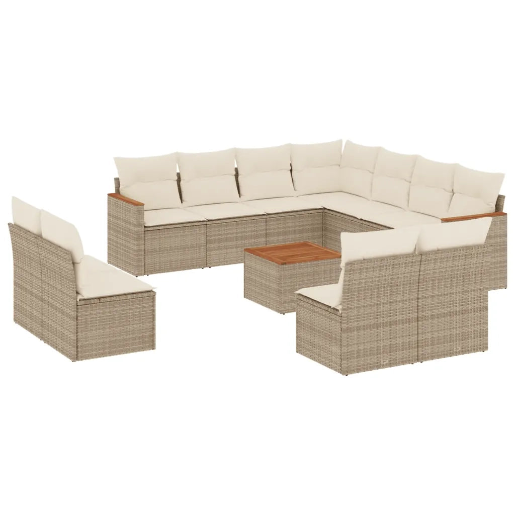 Set Divani da Giardino 12 pz con Cuscini Beige in Polyrattancod mxl 89077
