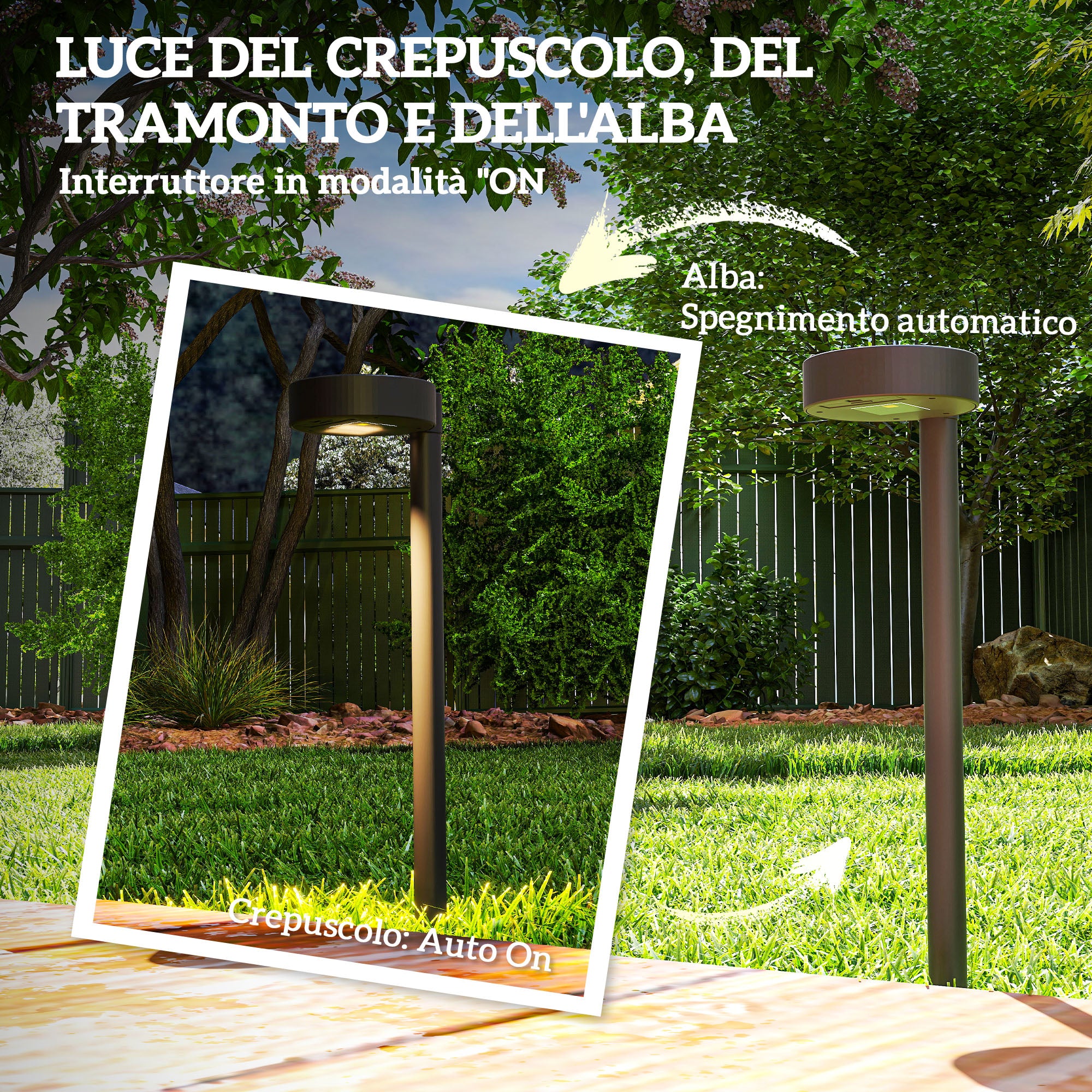 Set 8 Faretti da Esterno a Energia Solare 12x10x46 cm LED a 3000K IP44 in PP Nero