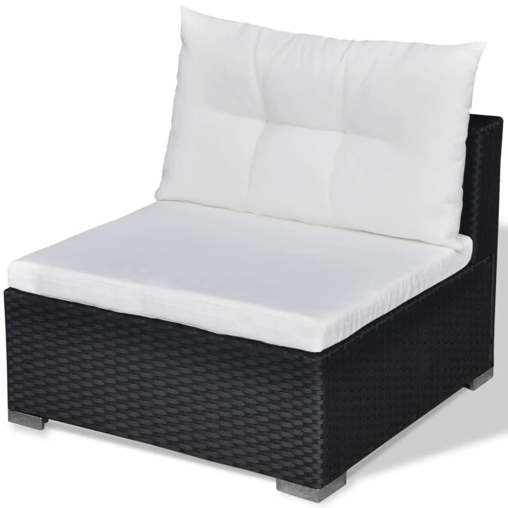Set di mobili da giardino mobili da esterno 5 pezzi con cuscini resina intrecciata nera 02_0016495