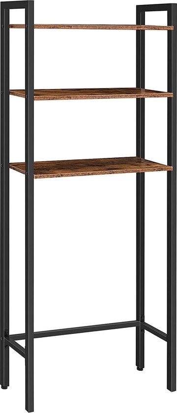 Pannello WC, Armadio per Bagno, 3 livelli di Pannelli di Archiviazione, Pannello per Bagno, Armadio per Bagno con Pannelli Multifunzionali, Armadio per Wasmachine con Pannelli in Legno Rustico, Modello EBF41TS01