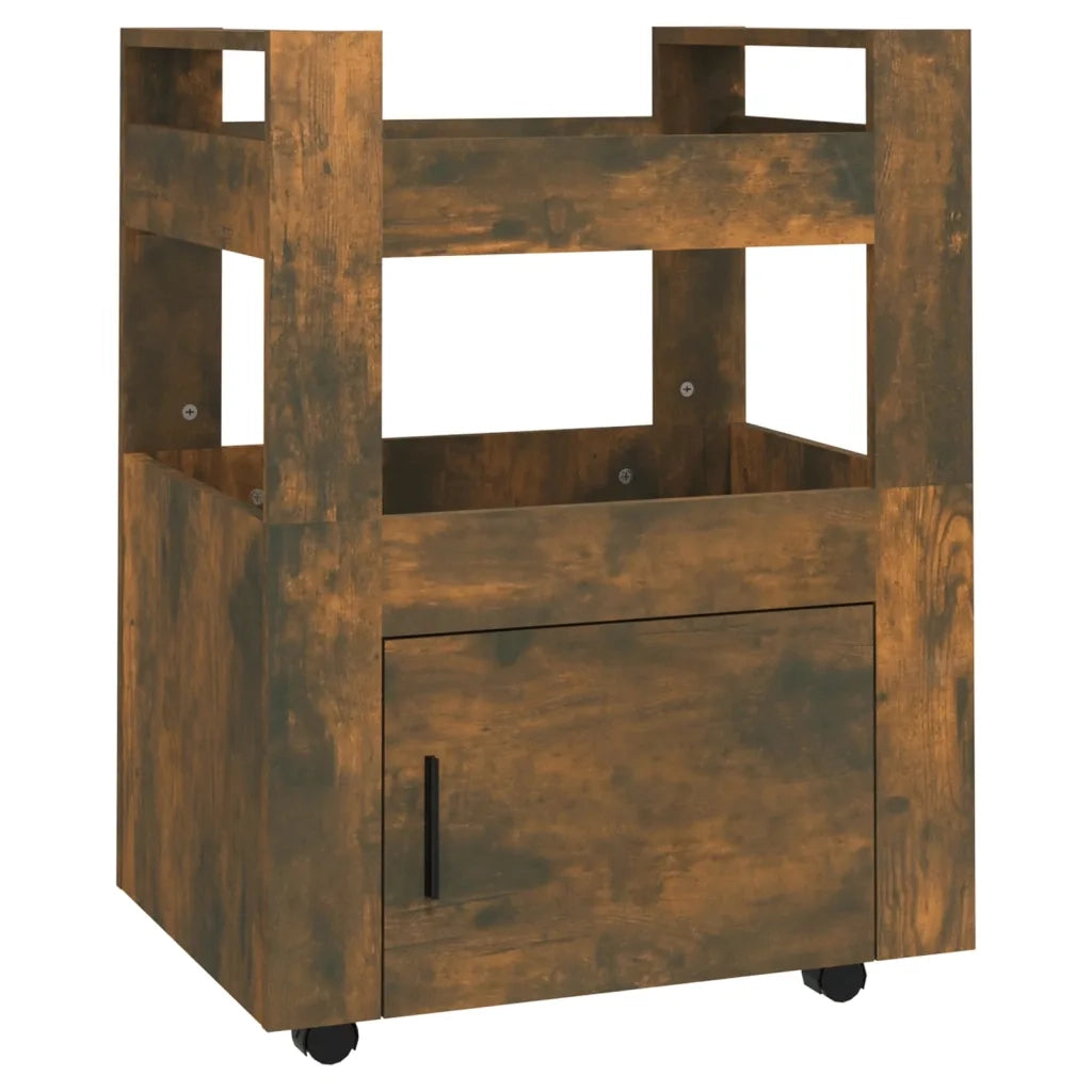 Carrello da Cucina-Scaffale per Cucina rovere fumo 60x45x80 cm Legno Multistrato 691421