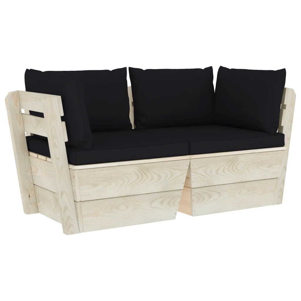 Divano da Giardino a 2 Posti su Pallet con Cuscini Legno Abete 3063391
