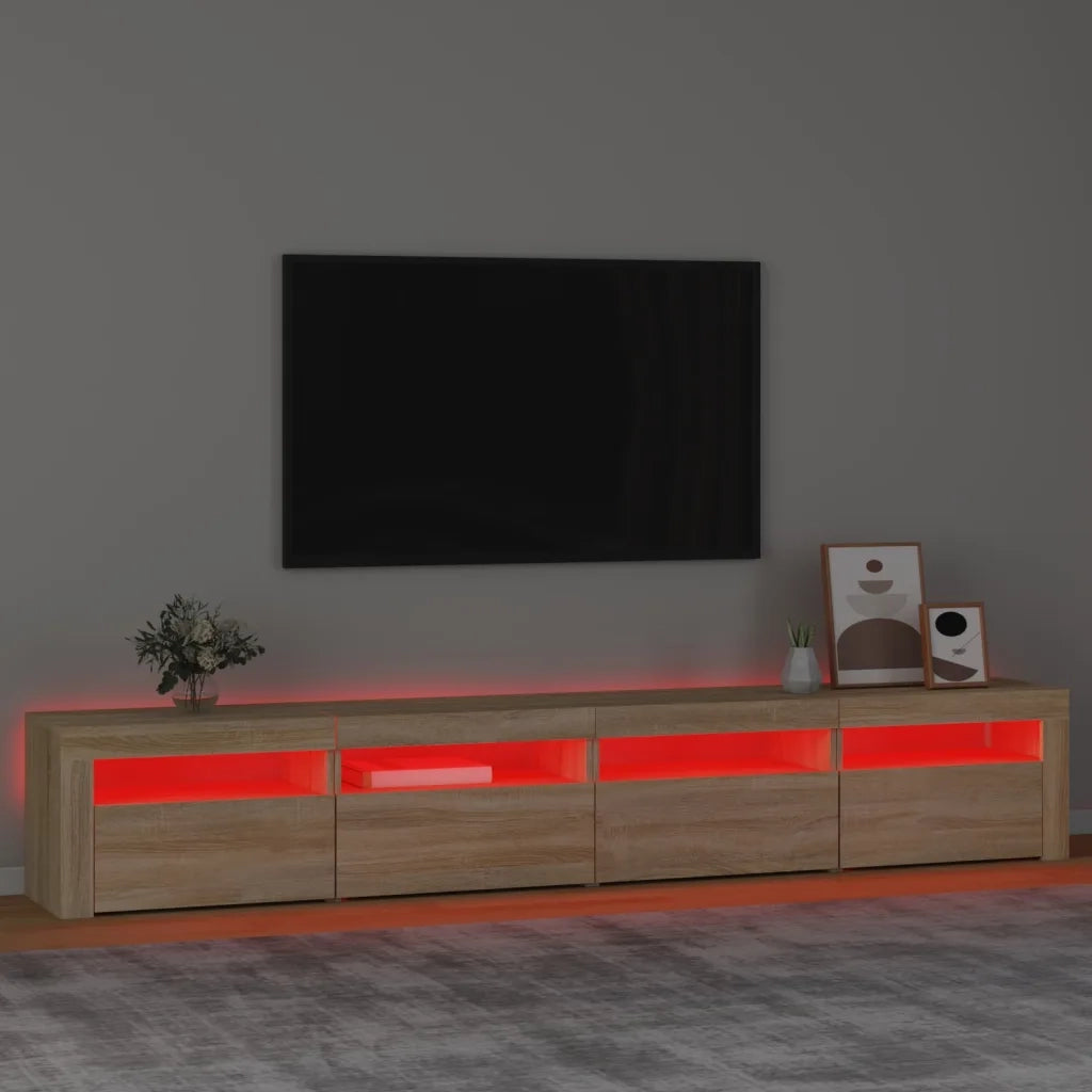 Mobile Porta TV con Luci LED Rovere Sonoma 240x35x40 cm cod mxl 12745
