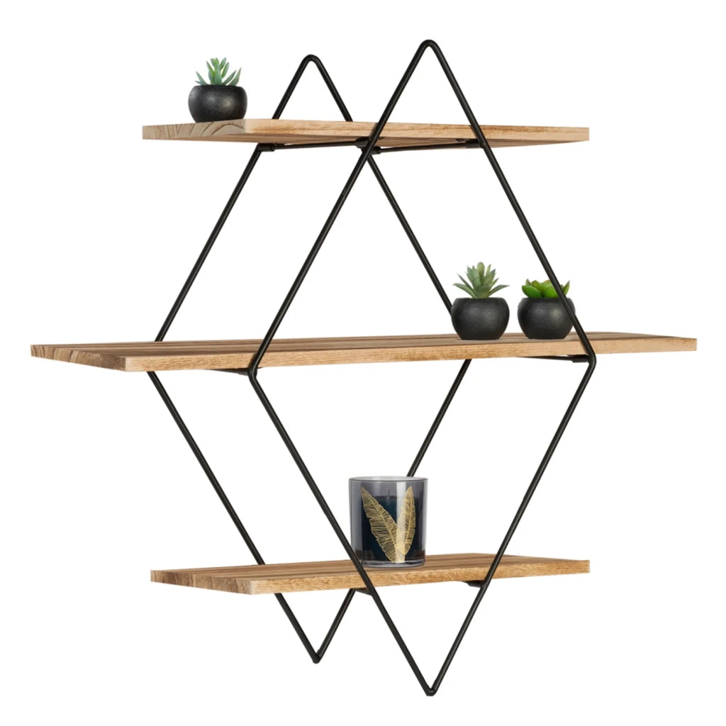 IDMarket - Scaffale a parete in metallo LILY a 3 livelli dal design industriale