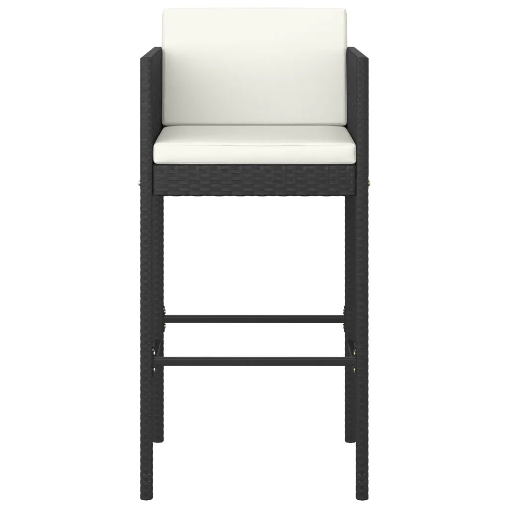 Set Bar da Giardino 5 pz con Cuscini in Polyrattan Nero cod mxl 37412