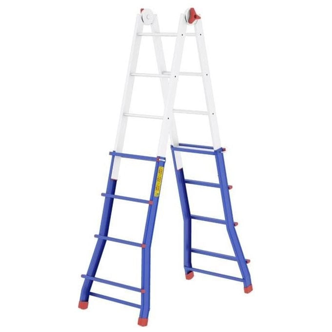 Colombo Scala PRATIC 4+5 In Acciaio Altezza Massima 4,3 M Gradini Zigrinati Piedini Antisdrucciolevoli
