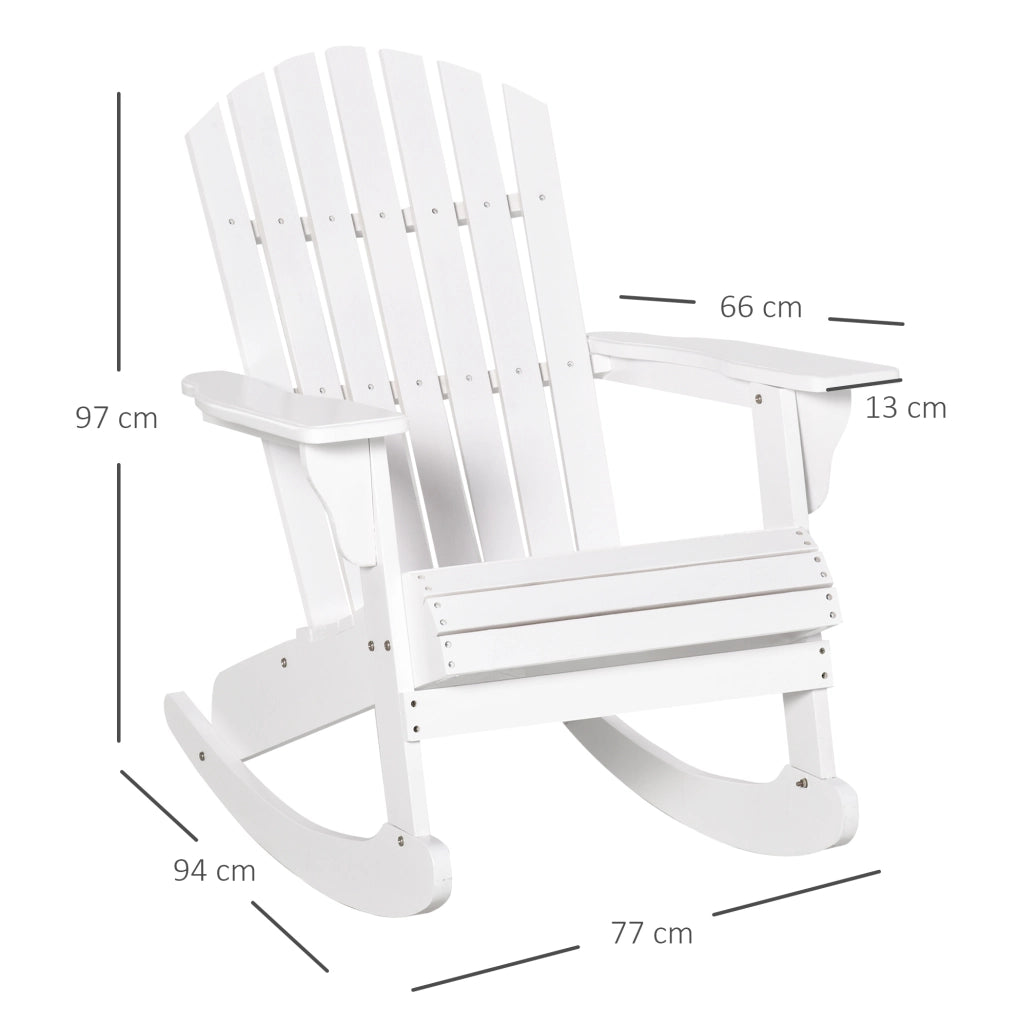 Sedia a dondolo Adirondack in legno 77 x 94 x 97 cm; bianco