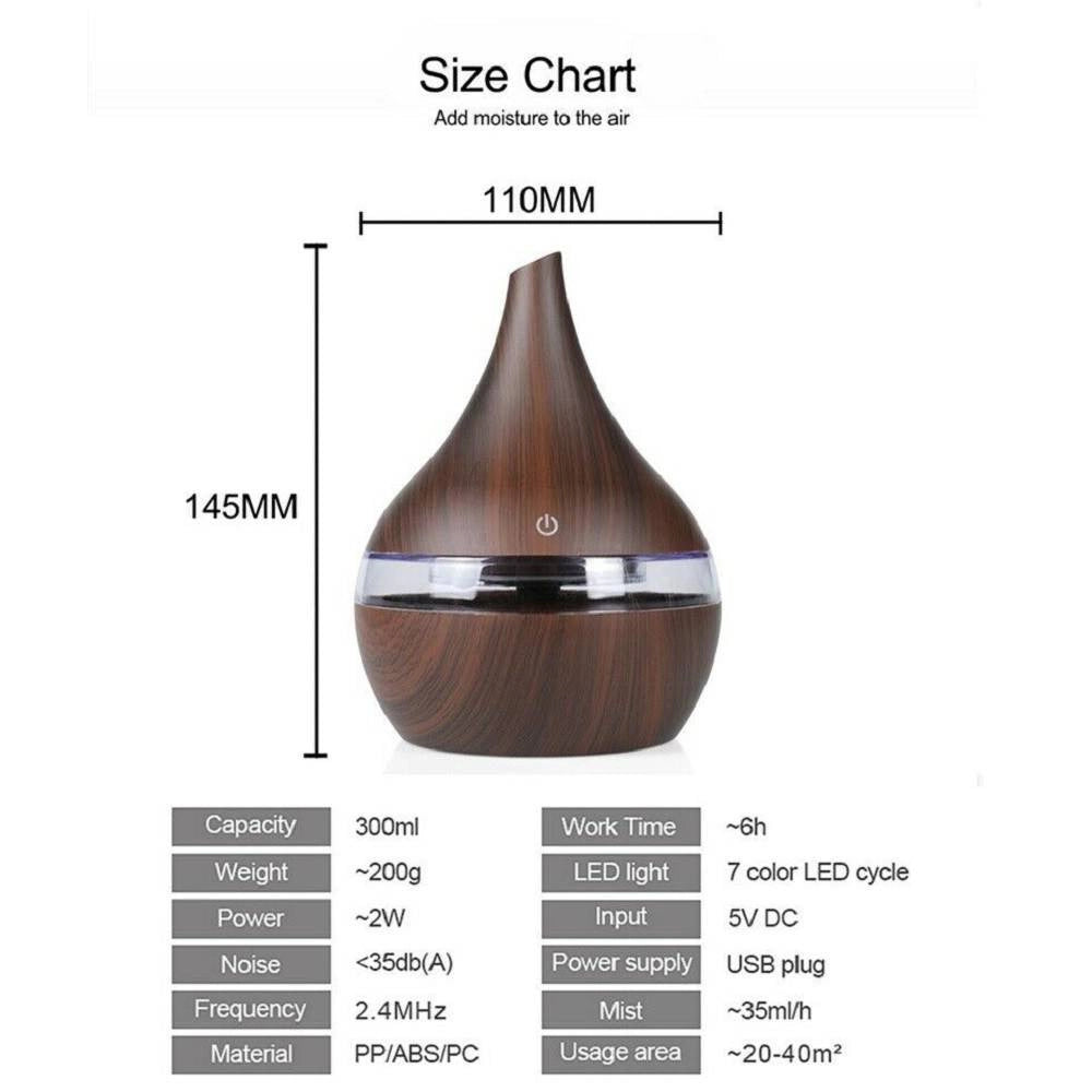 Trade Shop - Aromaterapia 7 Led Umidificatore Ultrasuoni Usb Depuratore Diffusore Aromi Yx041 -