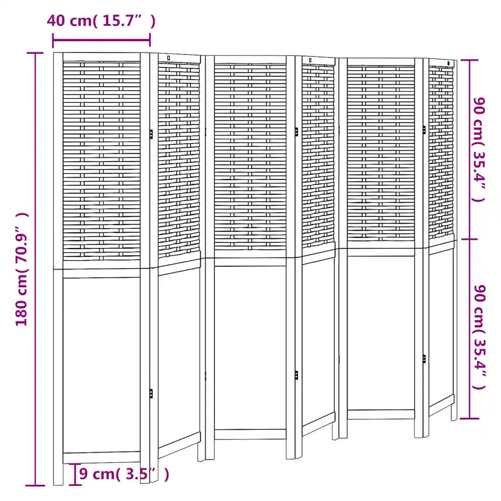 Divisorio Ambienti | Divider per stanze | Paravento 6Pannelli Bianco Legno Massello di Paulownia