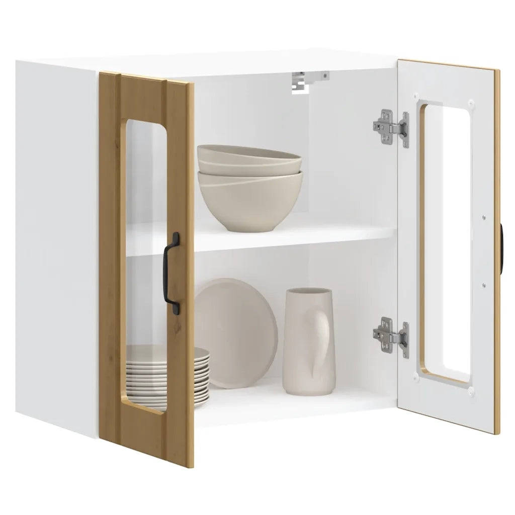 Pensile da Cucina con Porta in Vetro Lucca Rovere Artigianale 853916
