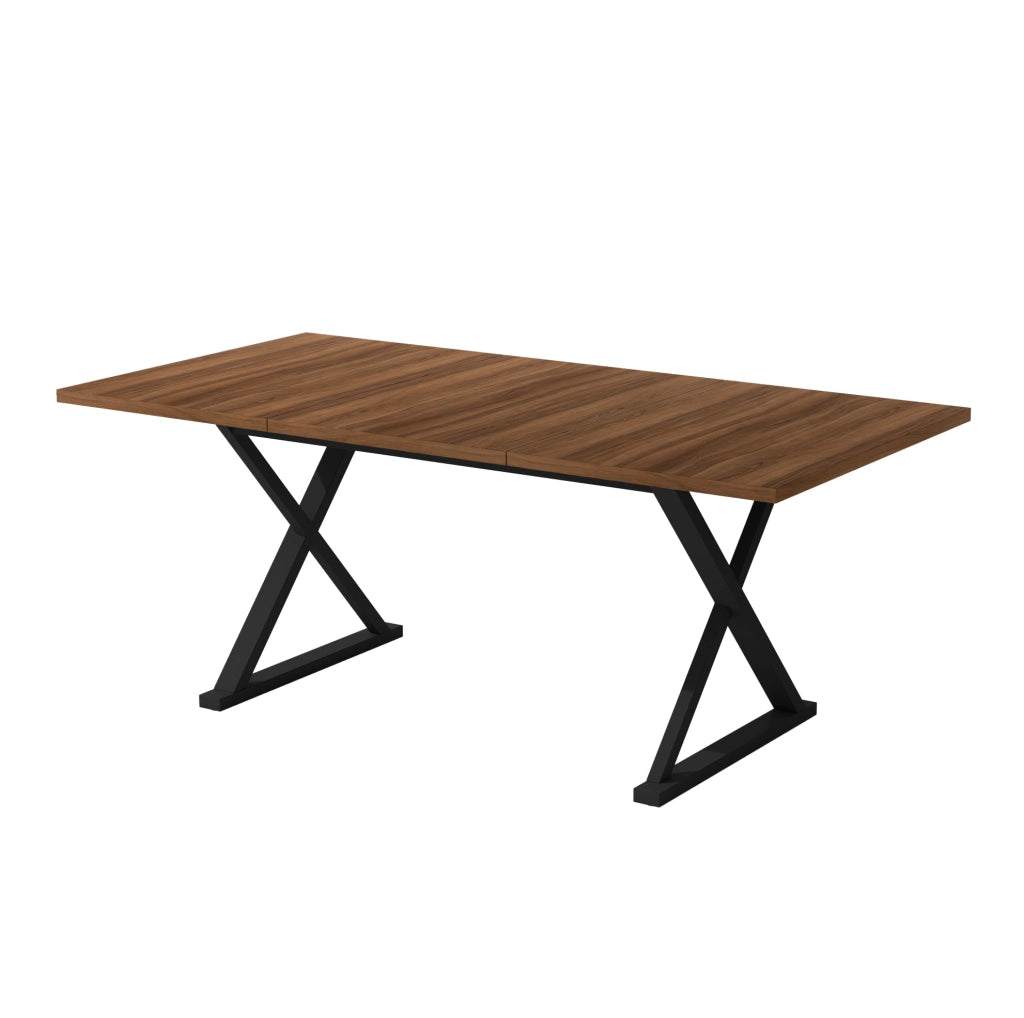 Tavolo da pranzo 180x90x75 cm; per 6-8 persone con gambe a X; MDF noce