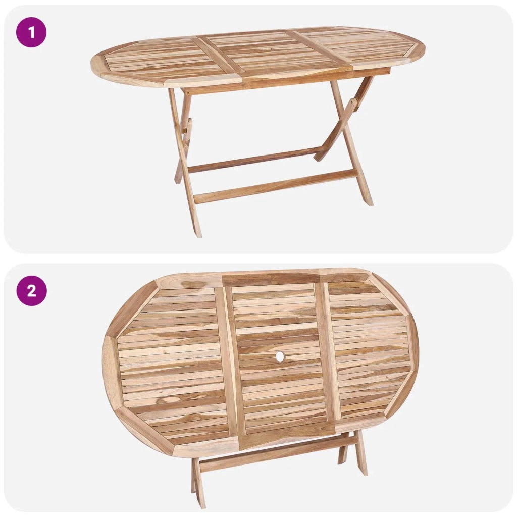 Set di Mobili da Giardino 9 pz Naturale Legno di teak solido 3418865