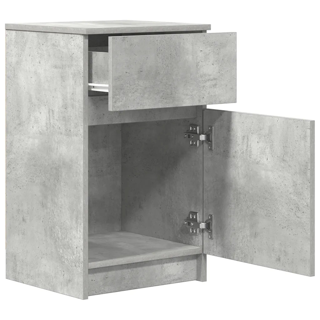 Comodini 2 pz-Set di 2 Tavolino da notte Grigio Cemento 39x35x65 cm in Legno Multistrato