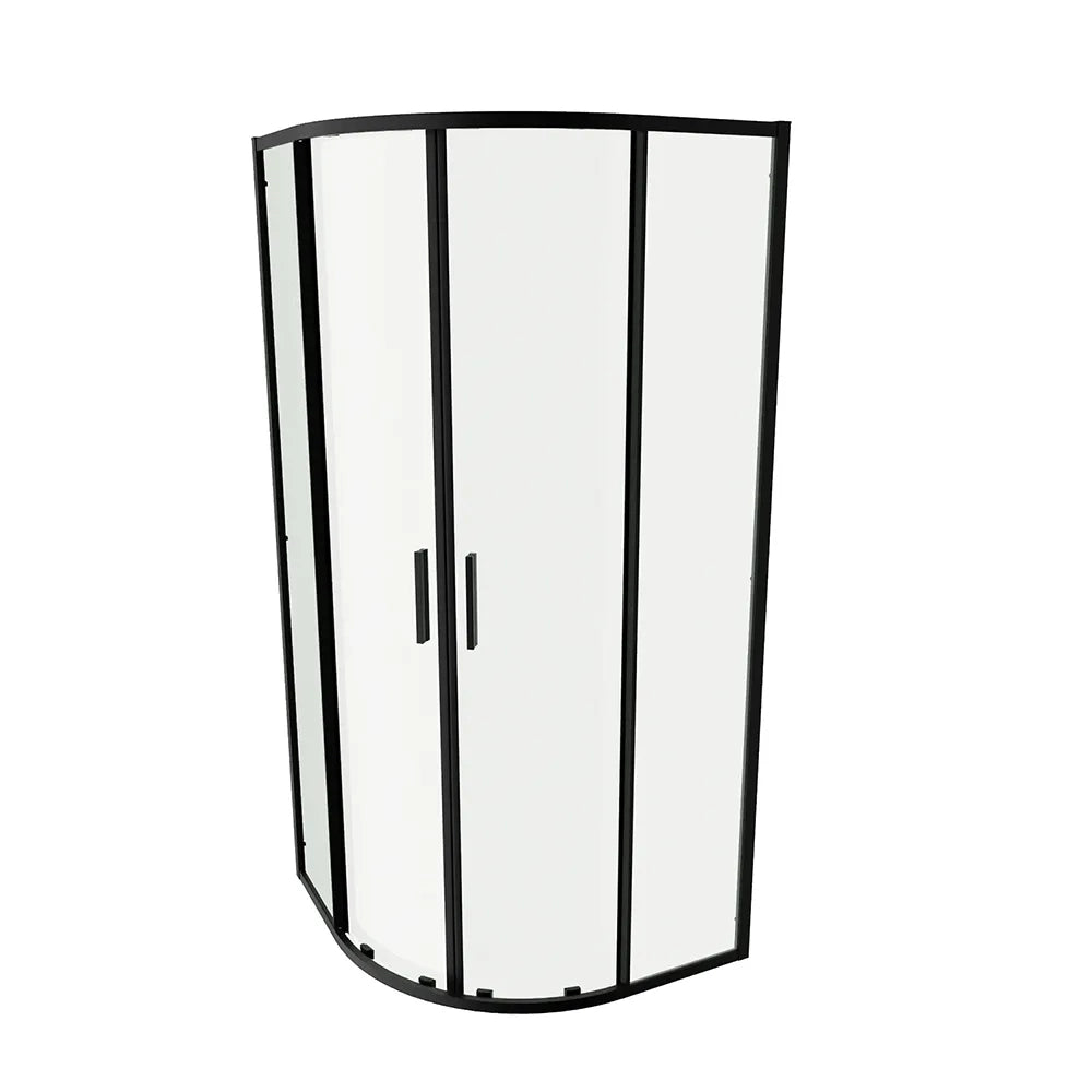 Box doccia semicircolare 80x80cm profili nero opaco slim vetro 6mm trasparente h190 | Portofino