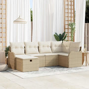 Set Divano da Giardino 6 pcs beige e panna Poly Rattan