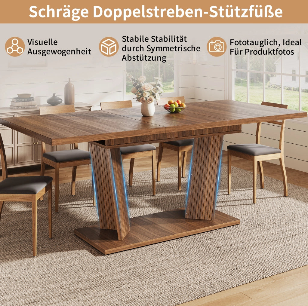 Tavolo da pranzo allungabile 120-160x80 cm marrone scuro