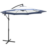 Ombrellone da Giardino a Braccio 3x2 m con Manovella, Metallo e Poliestere, Blu Scuro e Crema