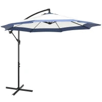 Ombrellone da Giardino a Braccio 3x2 m con Manovella, Metallo e Poliestere, Blu Scuro e Crema