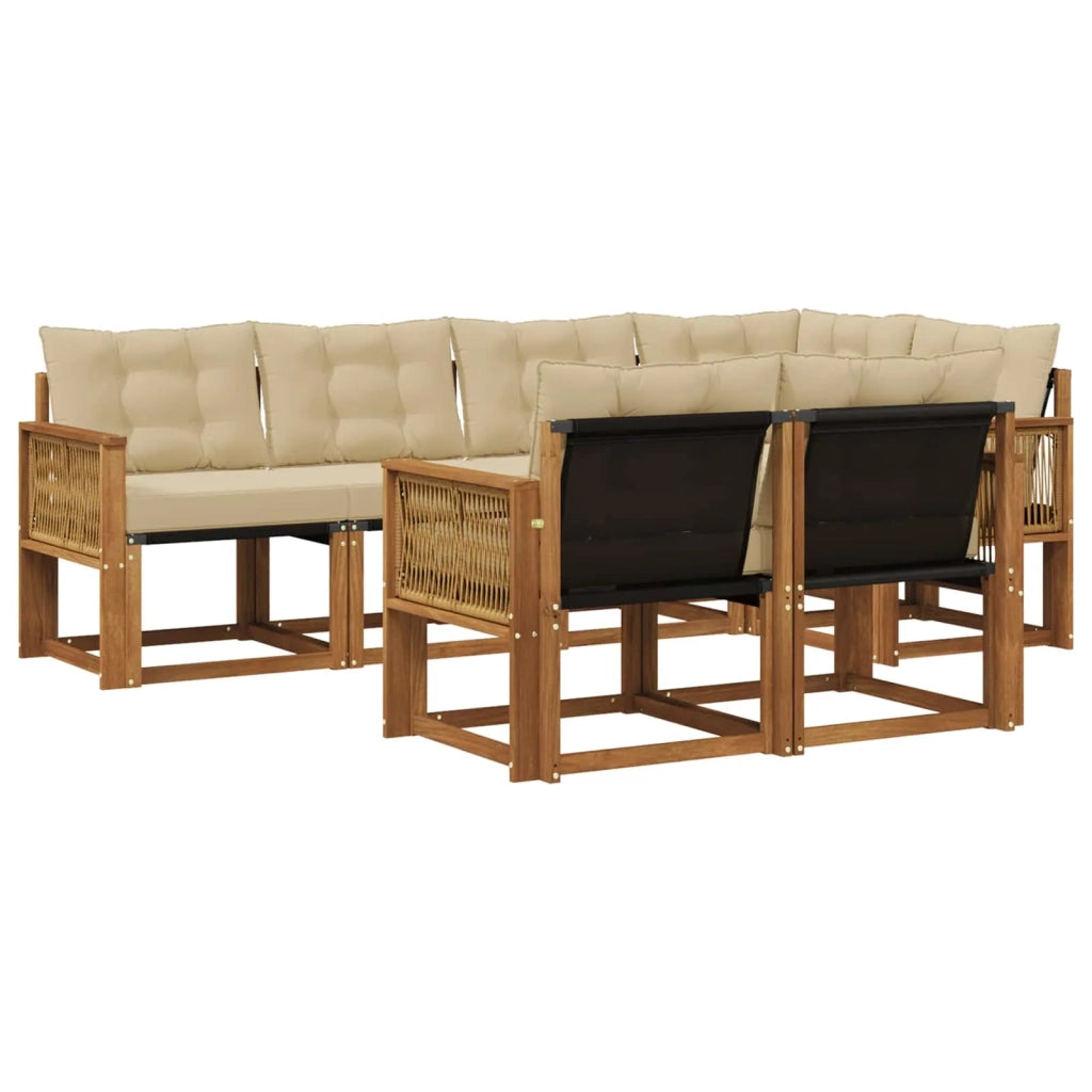Set di divani da esterno 7 pz Naturale e Beige 3382021