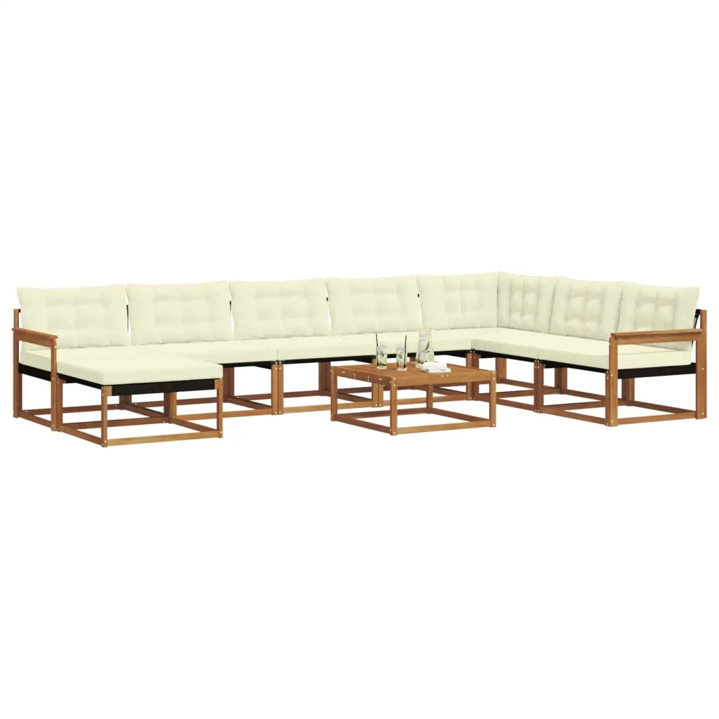 Set di divani da esterno con cuscino 9 pcs Naturale e Crema