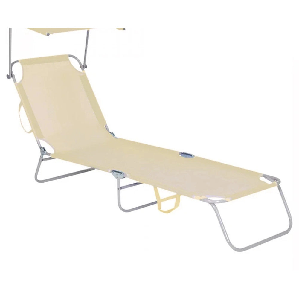 Trade Shop - Lettino Con Parasole In Textilene Tortora Mare Giardino Schienale Regolabile 281055 -