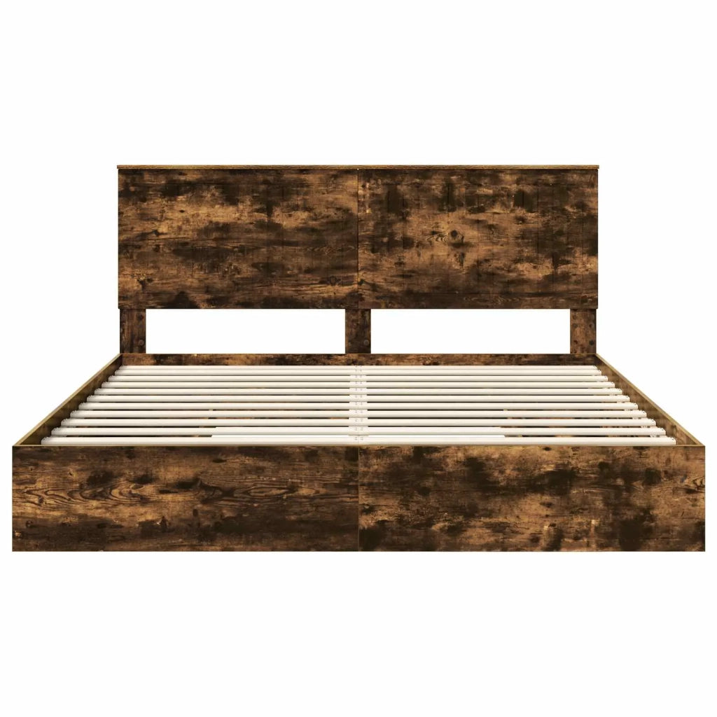 Letto con Contenitore con testiera Rovere fumé 180 x 200 cm