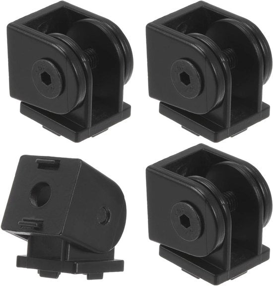 Quattro scharnieri in alluminio 180° regolabili per profilo serie 2020, nero, larghezza di apertura 6 mm