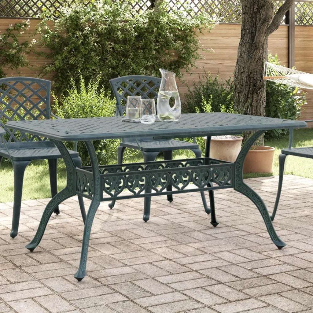 Tavolo da Giardino Verde 150x90x72 cm in Alluminio Pressofusocod mxl 93363