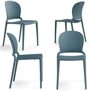Set 4 sedie in polipropilene JASMINE, impilabile, resistente ai raggi UV, design moderno, ideale per sala da pranzo, cucina, sala d’attesa, bar, ristoranti o giardino colore Avio