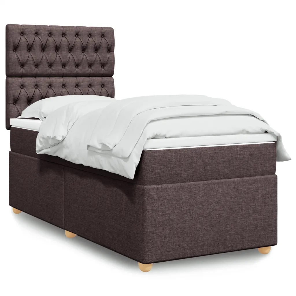 vidaXL Giroletto a Molle con Materasso Marrone Scuro 90x190cm Tessuto