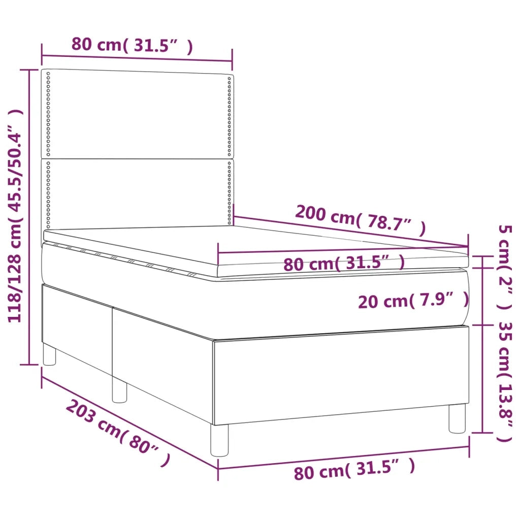 Letto a Molle con Materasso e LED Nero 80x200 cm in Tessuto 3135311