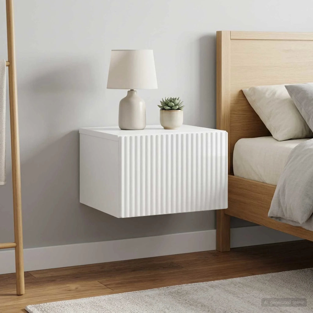 Mobiletto da notte a muro 2 pcs Bianco Lucido 33 x 34,5 x 20 cm 898434