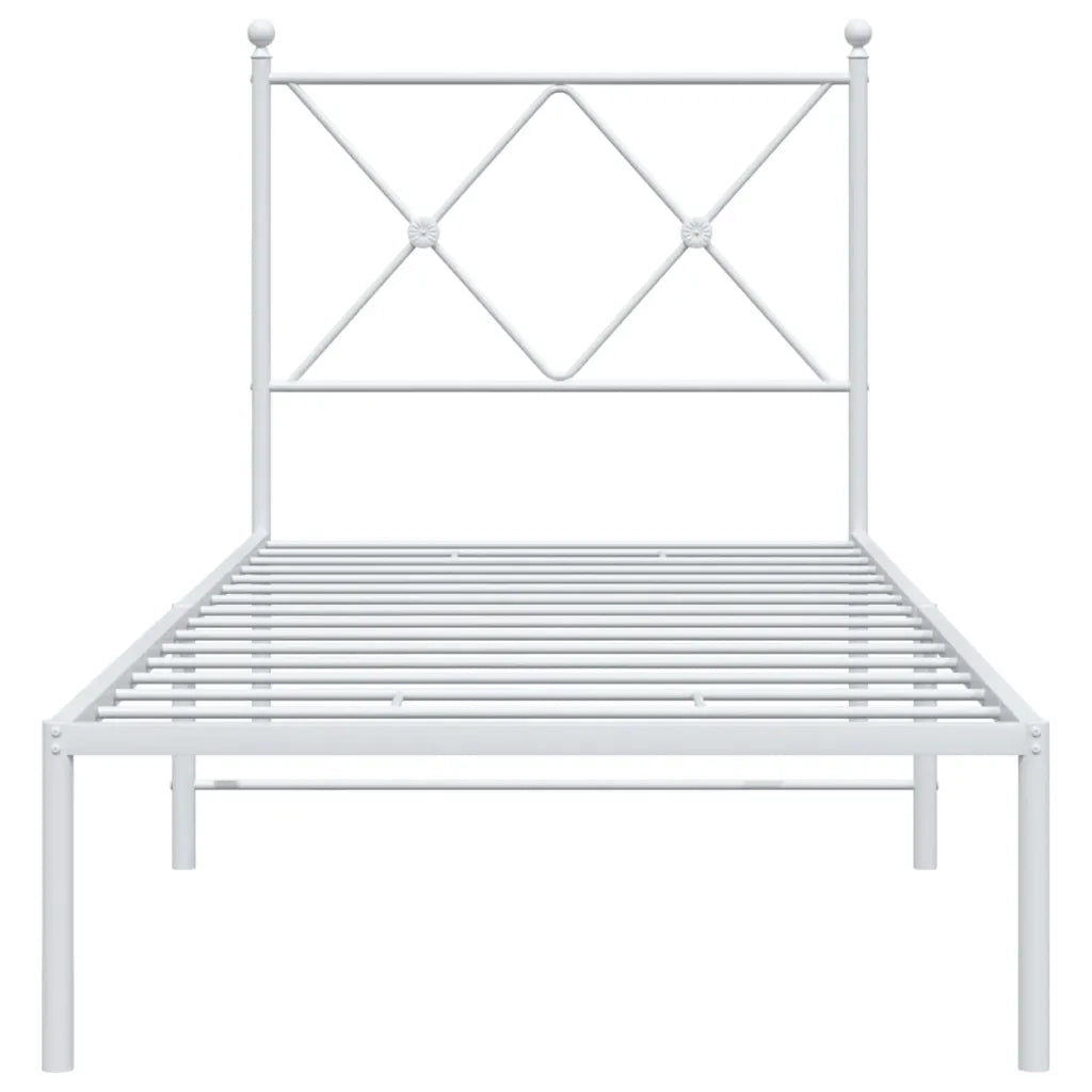 Giroletto con Testiera Metallo Bianco 80x200 cm