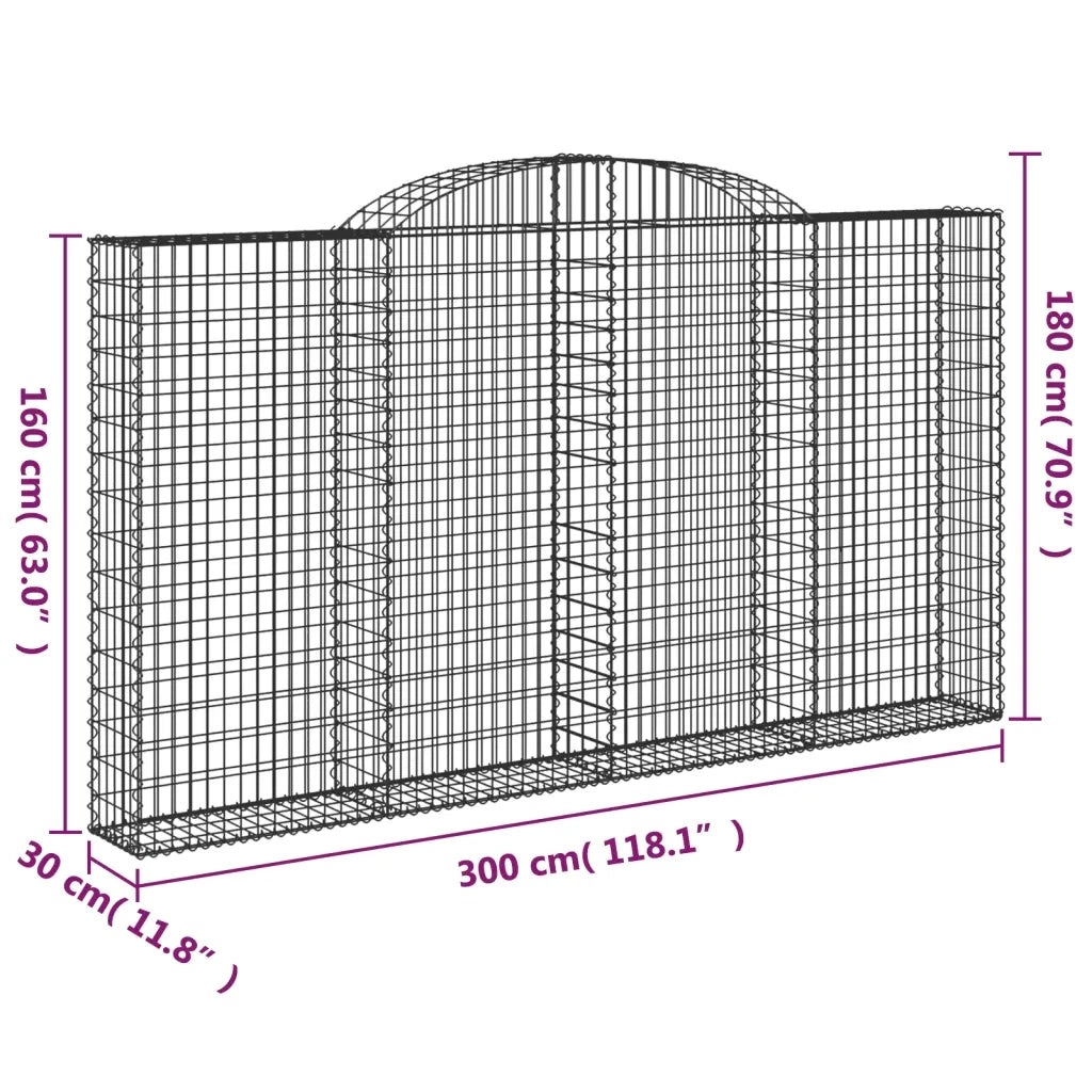 Cesti Gabbioni ad Arco 7 pz 300x30x160/180 cm Ferro Zincato 3146580