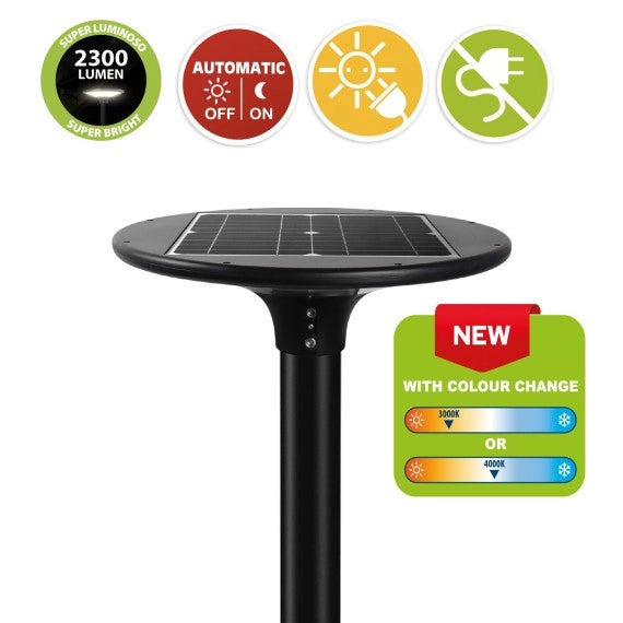 VELAMP Lampione LED solare 2300 lumen IP65 da montare su palo SPIELBERG SL608
