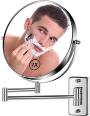 Specchio Cosmetico Vergente da Parete 20,3cm Specchio da Parete 7-Modalità 360° Rotante Estensibile per Bagno, Acciaio Inox