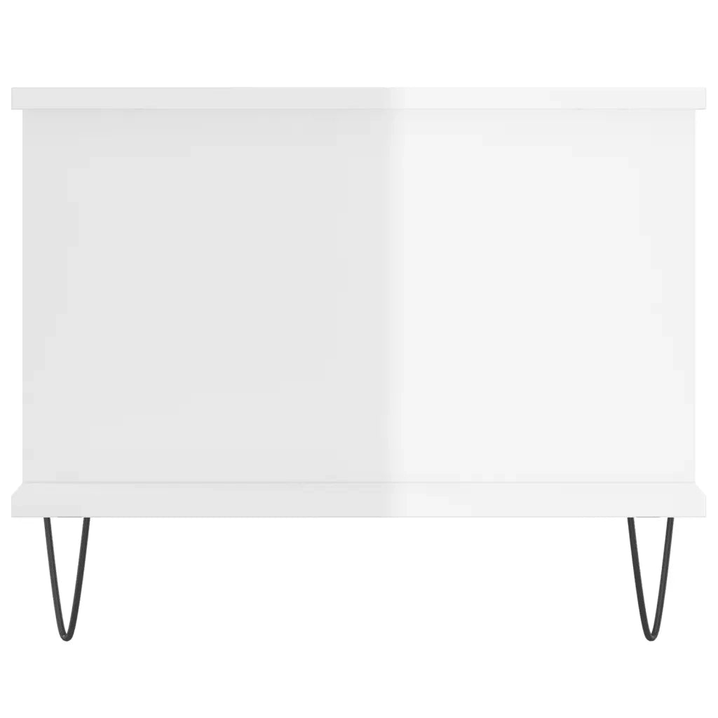 Tavolino da Salotto Bianco Lucido 90x50x40 cm Legno Multistrato 829486