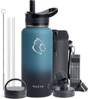 Termos 1L con Reticolo - Mantiene Caldo/Freddo per 48 Ore - Termos di Acciaio Inossidabile - BPA Libero - Tasca Portatile - Azzurro Infatuazione