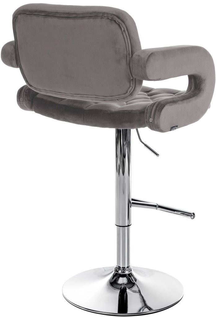 Sgabello da bar in velluto Dublin grigio,Metallo in look cromato