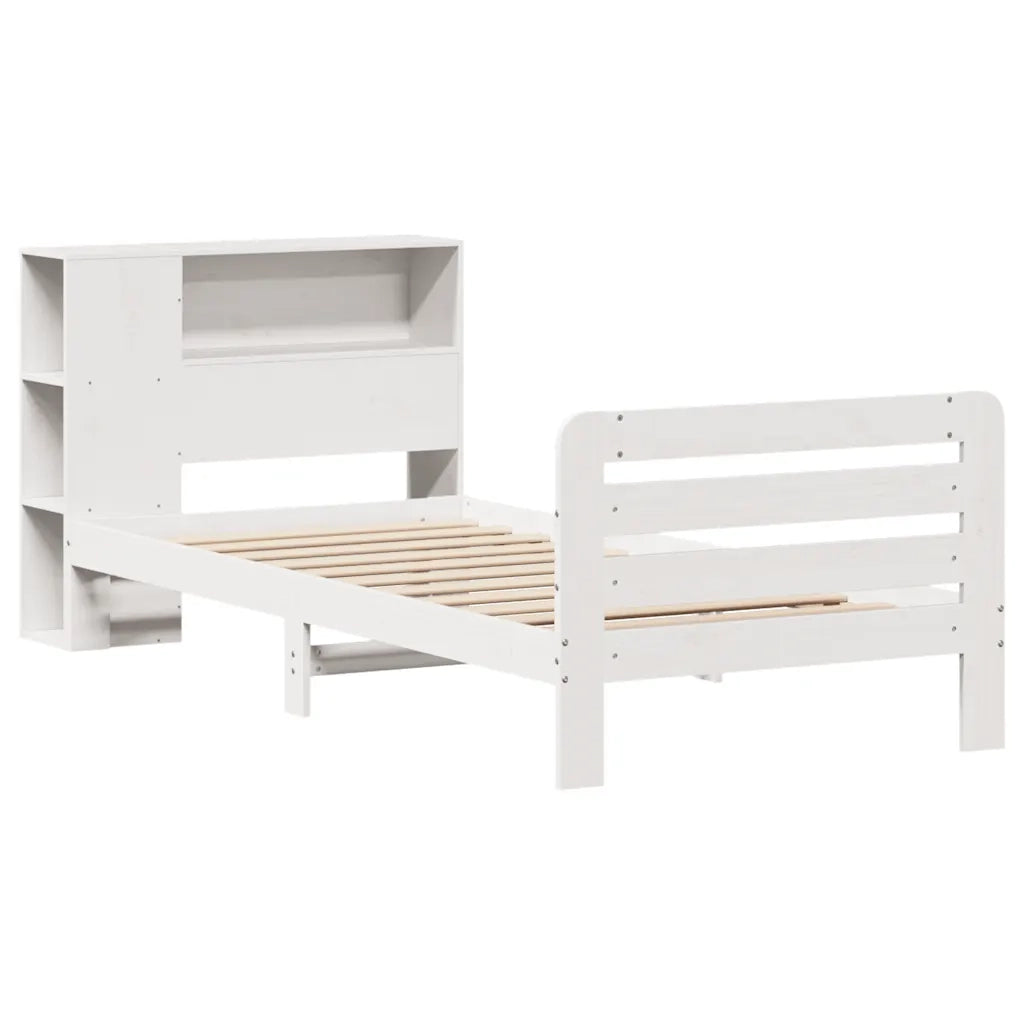 Letto senza Materasso Bianco 75x190 in Legno Massello di Pino 3309909