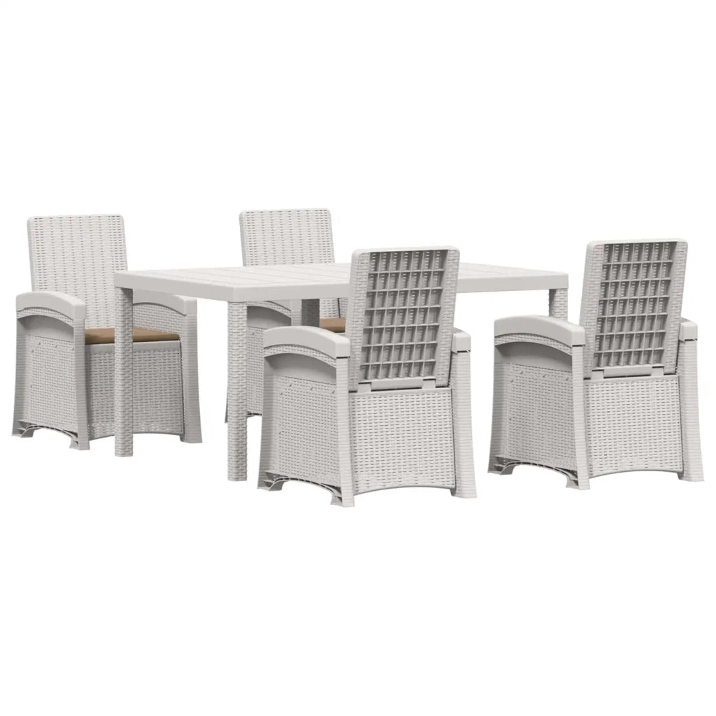 Set da Pranzo per Giardino 5 pz Bianco e Tortora PP 3430129