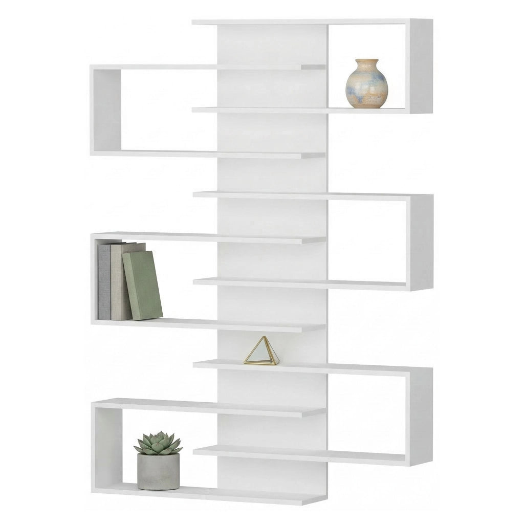 Biblioteca Trenzano, Libreria 11 Ripiani, 75x21x161h cm Bianco