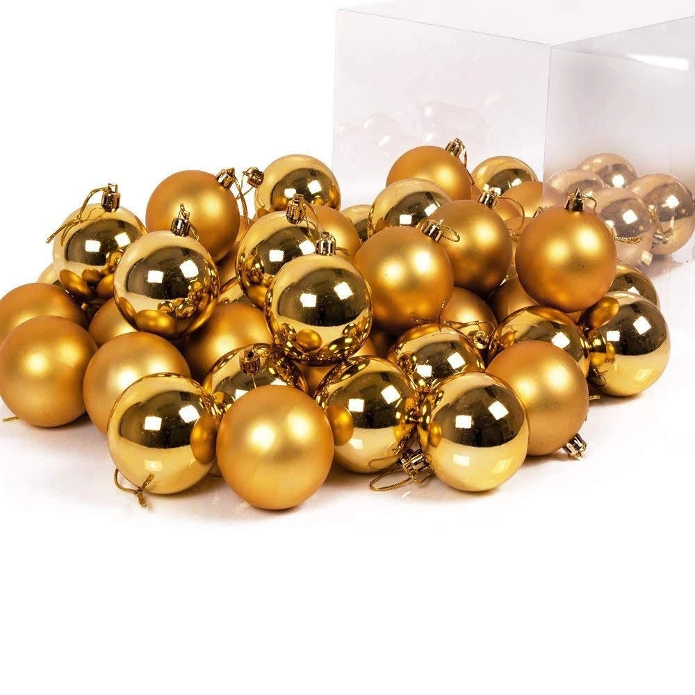 Trade Shop - Confezione 54 Palline Di Natale Colore Oro Gold 6 Cm Addobbo Natalizio -