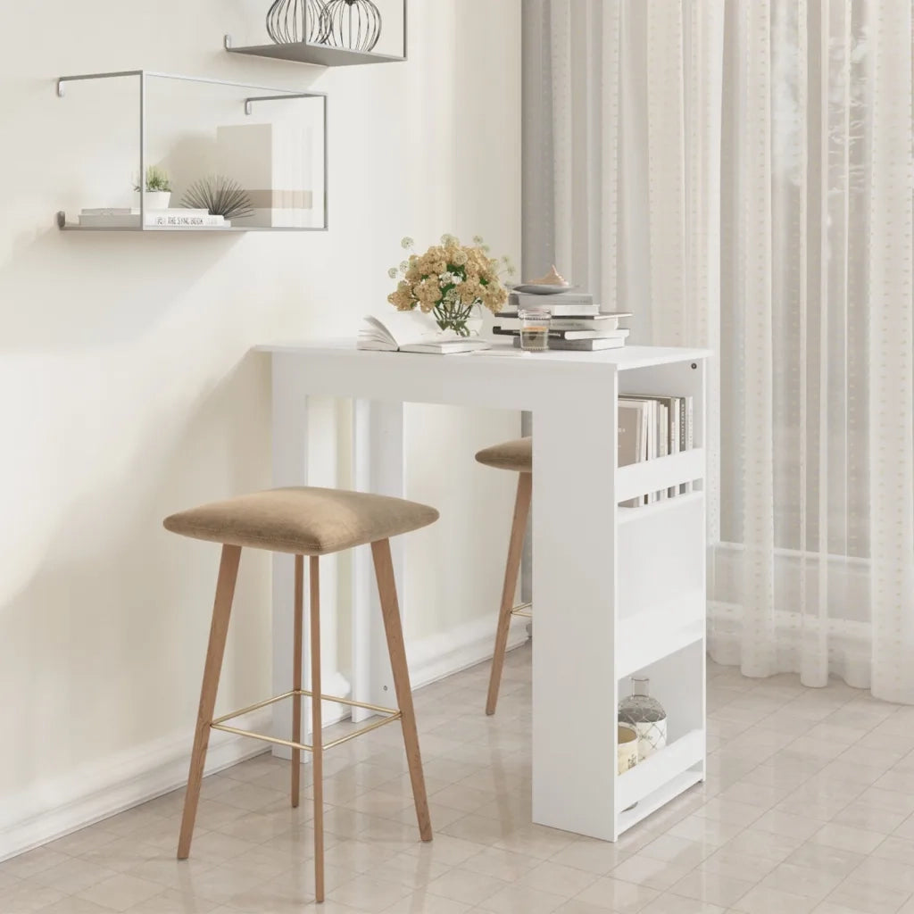 Tavolino da Bar con Mensole Bianco 102x50x103,5 cm Truciolato 809467