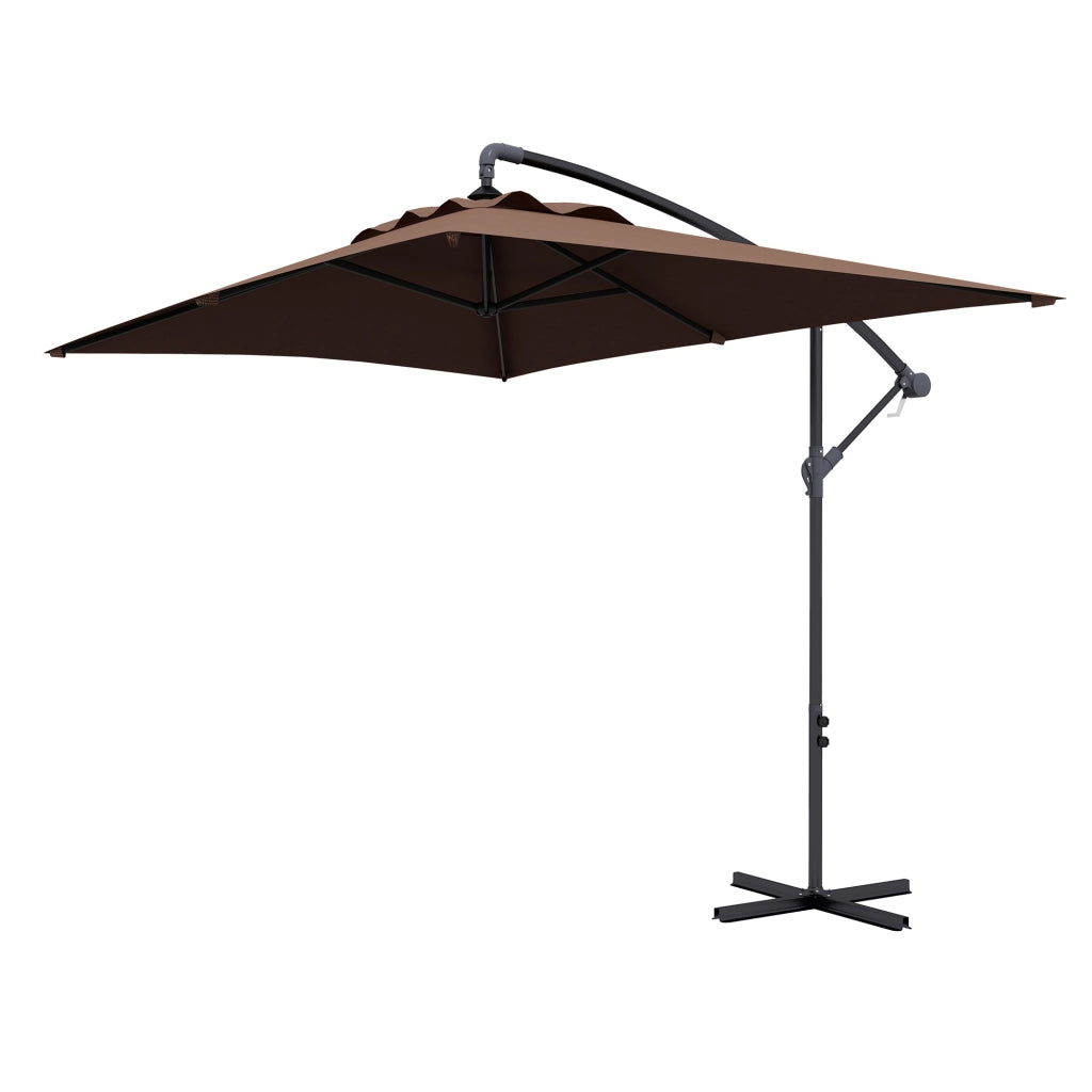 Parasole rettangolare esterno con manovella e 6 stecche in acciaio ¨C zephmum ¨C 294x193x250 cm
