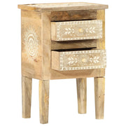 Comodino Dipinto a Mano-Tavolino da notte 40x30x60 cm in Legno Massello di Mango